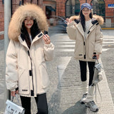 Parker Down Cotton Jacket Female 2024 Winter New Thickened Senior Couples Big Wool Collar Padded Coat-Outfit