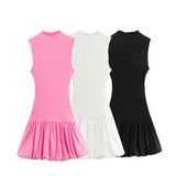 New Spring Balloon Dress With Slim Thread Knitted Bare Back