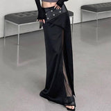 Zingj Summer New Women's Leather Buckle Print Chest Wrapped Small Vest Belt Slit Skirt-Outfit