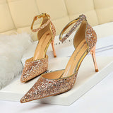 Zingj Thin With High With Shallow Mouth Pointed Hollow Sequins Sexy Nightclub Show Thin A