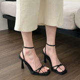 Zingj Bean Feeling! The New 2023 Summer White Square Head With One-Line High Heel