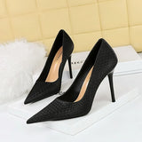 Zingj Korean Version Of Fashion Delicate Show Thin And Sweet High-Heeled Shoes With Super High Heel Shallow Mouth Pointed Single Shoes Women's