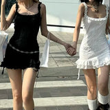 Temperament Stacked Square Collar Agaric Edge Suspender Skirt Slim Waist Pure Desire Spicy Girl Hip