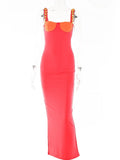 Elegant Strapless Sexy Bodycon Maxi Dress Women Sleeveless Backless Long Party Dress Slim Casual Party Dress