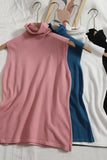 sweater vest autumn spring simple solid knitted turtleneck tank top women cozy