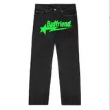 Letter Printed Jeans Men's High Street Fashion Brand Loose Straight Tube Casual
