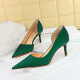 Zingj Korean Version Simple High Heel Shallow Heel Tip Side Hollow Out Professional OL Versatile High Heels Women's Singles