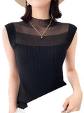 Zingj New Lady Spring And Autumn With Vest Female Worsted Wool Sleeveless Jacket Hollow Out Thin Knit Bottom