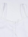 Lace Trim Button-Up Ribbed Crop Cami Top- Outfit