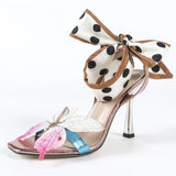 Women's High-Heeled Sandals Direct Butterfly Ribbon Mirror Snakes Women's Shoes Fine