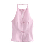 New Collar Bow Decoration Solid Color Blouse
