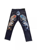 High Street Jeans Male Personality Printed Hip Hop Fashion Clothing Straight Pants High Waist Y2K