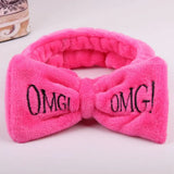 New OMG Letter Coral Fleece Wash Face Bow Hairbands For Women Girls Headbands Headwear Hair Bands Turban Hair