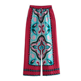 Summer Halter Scarf Blouse Printed Vertical Trousers