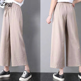 Leg Pants Womens Chiffon Ulzzang Solid High Waist Trousers Pleated Loose Casual Elegant Women Breathable Popular