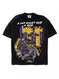 Men's T-Shirt Pure Cotton Street Clothing Animation Leisure Oversized Basketball Printed Short-Sleeved Shirt