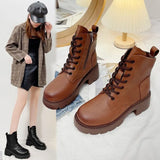 Leather Boots, Children's High-Heeled Shoes, Autumn And Winter 2023, New Online Celebrity High-Heeled Martin Boots, Thick-Soled Warm