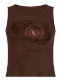 Heart Rhinestone Rib Crop Tank Top- Outfit