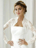Wedding Bolero Long Sleeve Bridal Jackets Lace Top White Ivory Wraps Bride