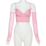 Zingj Winter Fashion Trend Women's New Half Sleeve Sling V-Neck Navel Slim Inside T-Shirt-Outfit