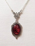 Gothic Oval Stone Pendant Necklace- Outfit