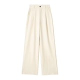 New Spring Style Pleated Front High Waist Trousers