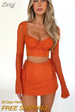 Women Summer 2 Pieces Outfits Solid Color Sweetheart Neckline Long Sleeve Crop Tops and Side Tie-Up Mini Skirts