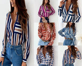 Zingj Wise Hot Style Autumn New Fashion Long Sleeve V Collar Women Shirt Shirt Women's