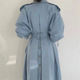 Spring Autumn Casual Women LongTrench Coat Double Breasted With Belt Loose Coat Office Lady Fashion