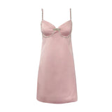 Pink Satin Diamanté Cami Straight Mini Dress And Crop Coat- Outfit