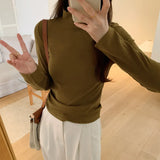 Collar Threaded Bottom Women Wear Temperamental Long-Sleeved T-Shirts In Autumn And