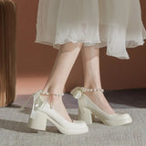 Zingj Heels Women 2024 New Pearl French Thick With Non-Slip White Mary Jane Gentle Wind Shallow Single Shoes