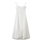 Spring Style Laminated Poplin Sling Dress At The Back