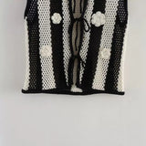 New Black-And-White Splicing Belt Knitted Casual Loose Vest In