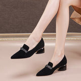 Zingj New 2024 Korean Edition Fashion Pointed Thick Heel Single Shoes Women Pedal Casual High Heel Women's