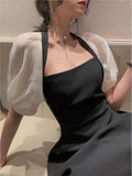 Vintage Fashion Midi Dress For Women Summer Lady One Piece Party Clothing Outfits