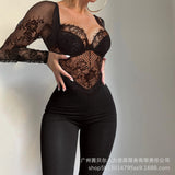 Zingj Women's Black Low Neck Sexy Tight Tone-ODS1377
