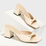 Engaged Lady High-Heeled Muller Bow Mirror-Faced Crocodile Pattern Sexy Toe Square Comfortable Coarse