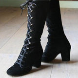 High Knight Boots Fashionable Suede With Autumn And Winter Round Head Thick Heels Wish High
