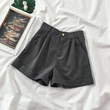 Waisted Shorts Women Simple Japanese Style Chic Casual Soft Daily Ladies Trousers Basic Loose Ins Woman Bottom
