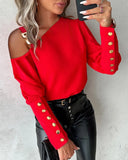 Zingj Hot Style Autumn And Winter Solid Color Metal Buckle Diagonal Shoulder Collar Button Shirt Shirt