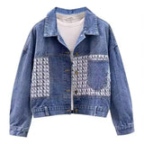Zingj Sense Denim Jacket Female Autumn New Women's Loose Fashion Splicing Simple Korean Version Jeans Jacket-Outfit