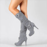 Size Code 414243 Yards Fine And High-Heeled Long Boots Women Autumn And Winter New Belt Buckle High Barrel Fashion