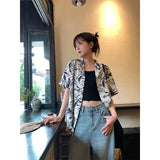 Ink Painting Shirt Fashion Women Blouses 2023 Casual Youth Korean Clothing Fashion Summer Women's Shirts Short Sleeve