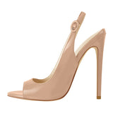Onlymaker Women's Peep Toe 12cm Thin High Heels Pumps Sandals Ladies Shoes Open Toe Big Size Summer Stiletto
