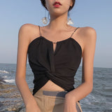 Women Camis Top Suspender Vest Sexy Pink Black White Slim Party Beach Vest Short Crop