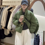 Advanced Sense Short Down Jacket Female Winter 2024 New Small Standing Collar Versatile White Duck Down Warm Coat Qiao-Outfit