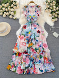 High-End Socialite Temperament Short-Sleeved Lapel Waist Show Thin A-Character Printed Shirt