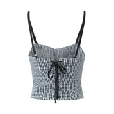 Spring New French Plaid Lace Hanging Half-Length Skirt Suit With Chest Cushion