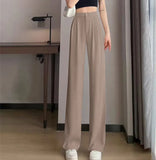 Zingj Pants Female Spring And Autumn 2024 New High Waist Hanging Feeling Loose Straight Leg Hanging Feeling Wide Leg Pants Large Size Pink Casual